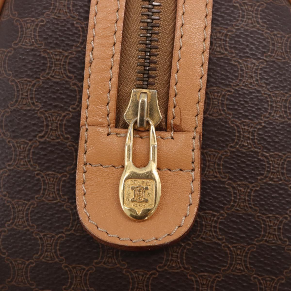 CELINE Macadam Canvas Hand Bag PVC Leather 2way Brown Gold Auth 199479V