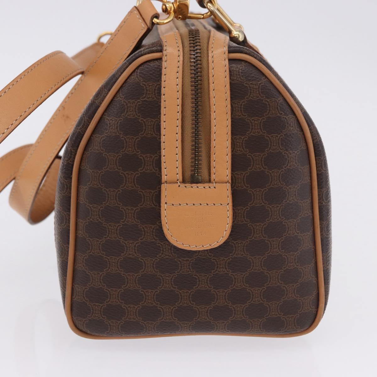 CELINE Macadam Canvas Hand Bag PVC Leather 2way Brown Gold Auth 199479V