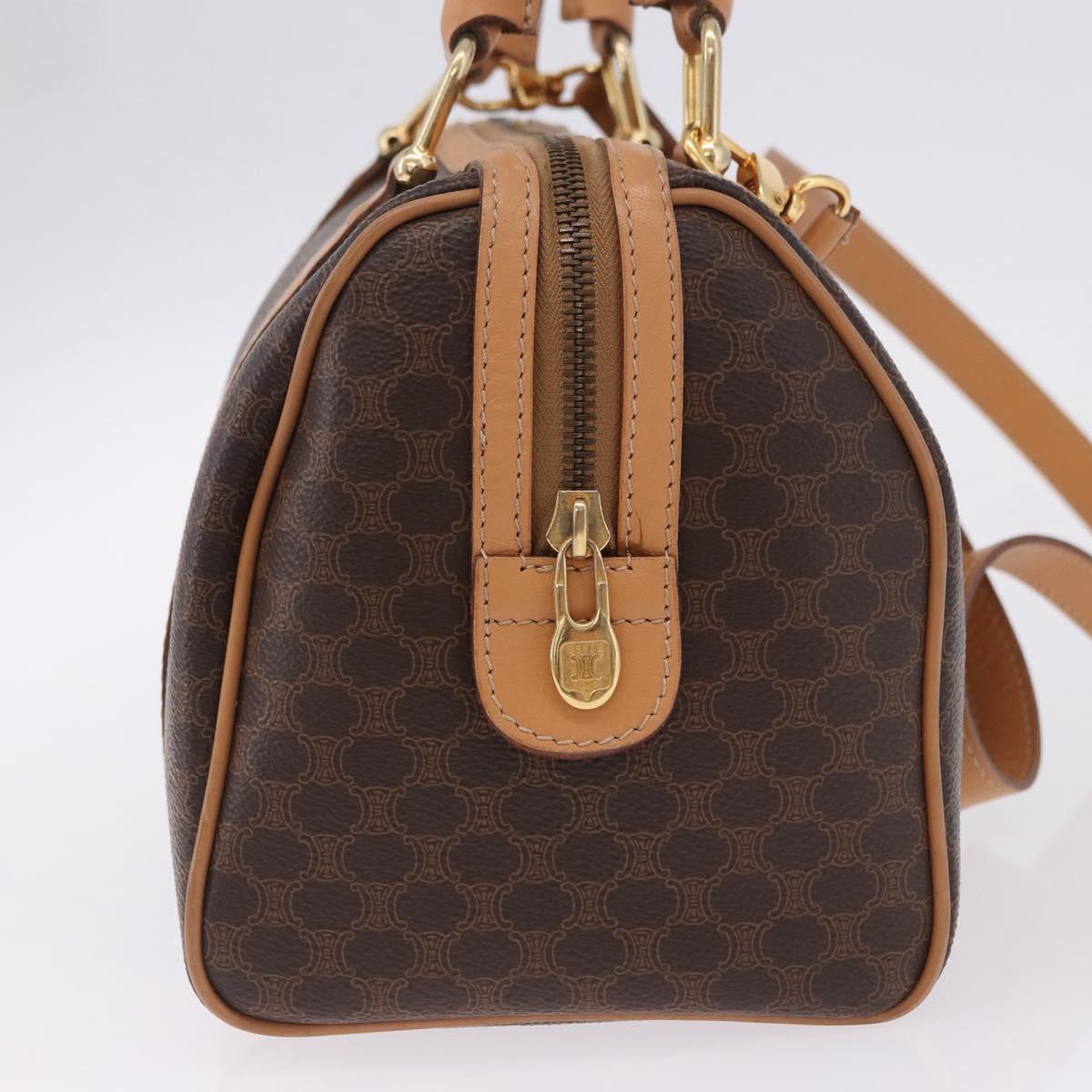 CELINE Macadam Canvas Hand Bag PVC Leather 2way Brown Gold Auth 199479V