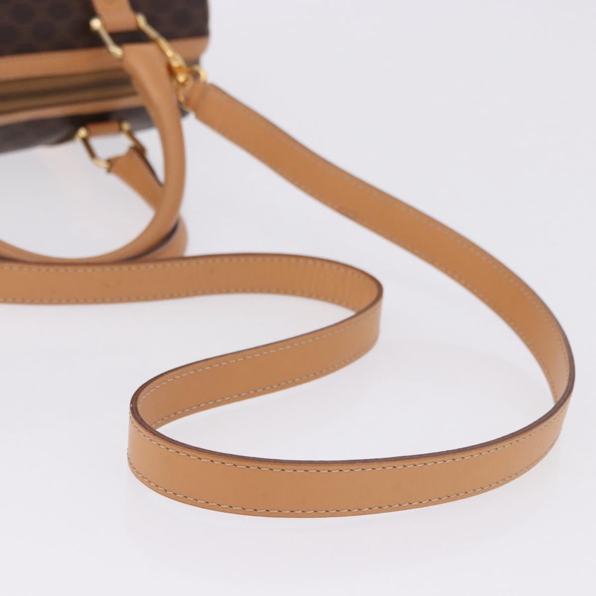 CELINE Macadam Canvas Hand Bag PVC Leather 2way Brown Gold Auth 199479V
