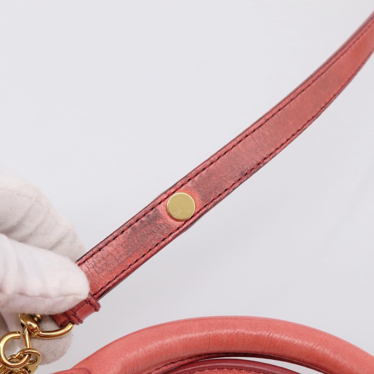Miu Miu Vitello Luxe Hand Bag Leather 2way Pink Gold Auth 199481M