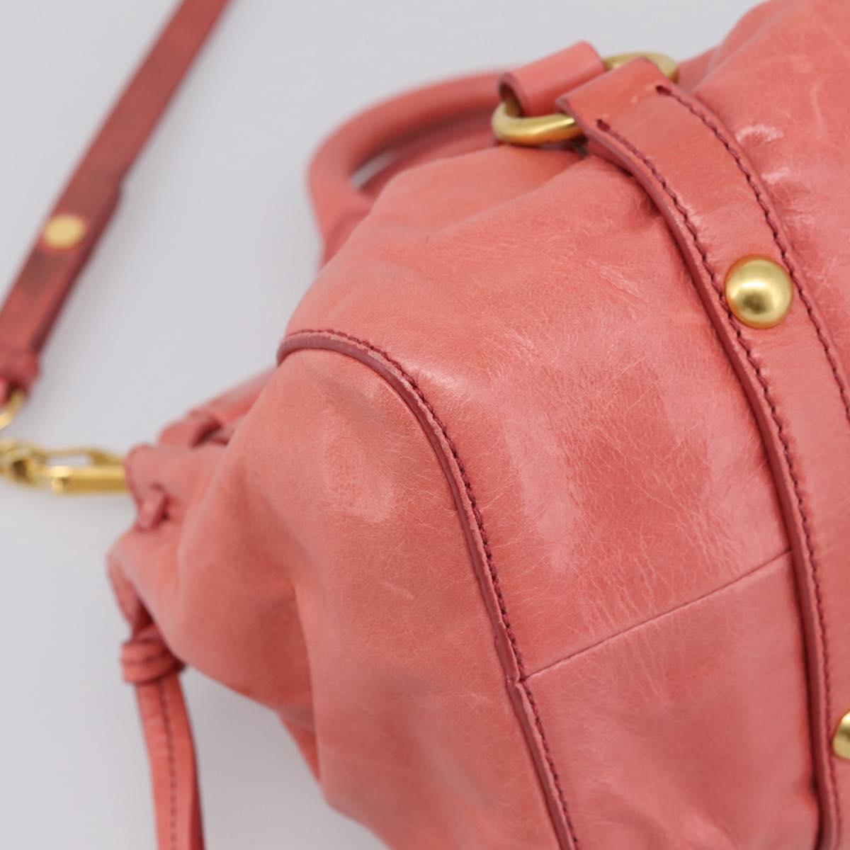 Miu Miu Vitello Luxe Hand Bag Leather 2way Pink Gold Auth 199481M