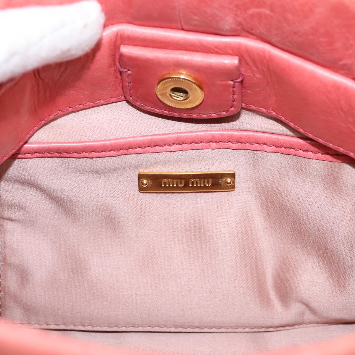 Miu Miu Vitello Luxe Hand Bag Leather 2way Pink Gold Auth 199481M