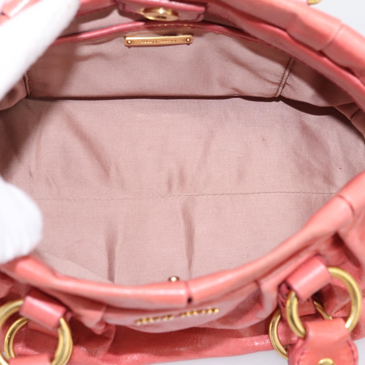 Miu Miu Vitello Luxe Hand Bag Leather 2way Pink Gold Auth 199481M