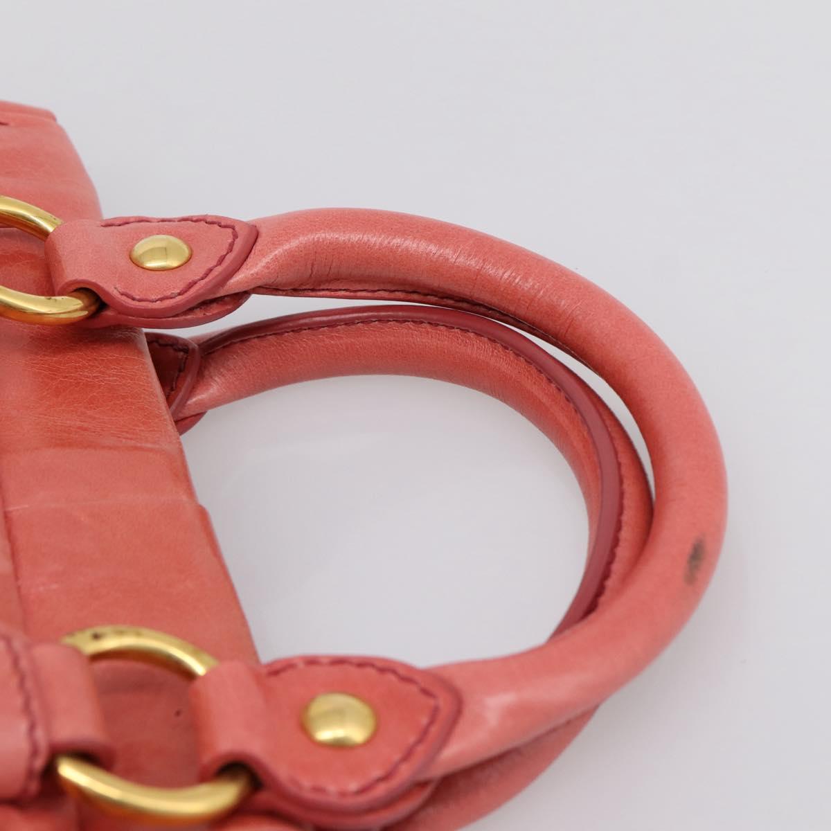 Miu Miu Vitello Luxe Hand Bag Leather 2way Pink Gold Auth 199481M