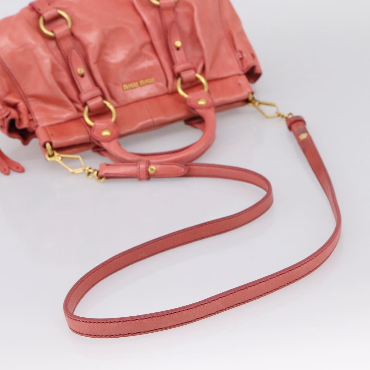 Miu Miu Vitello Luxe Hand Bag Leather 2way Pink Gold Auth 199481M