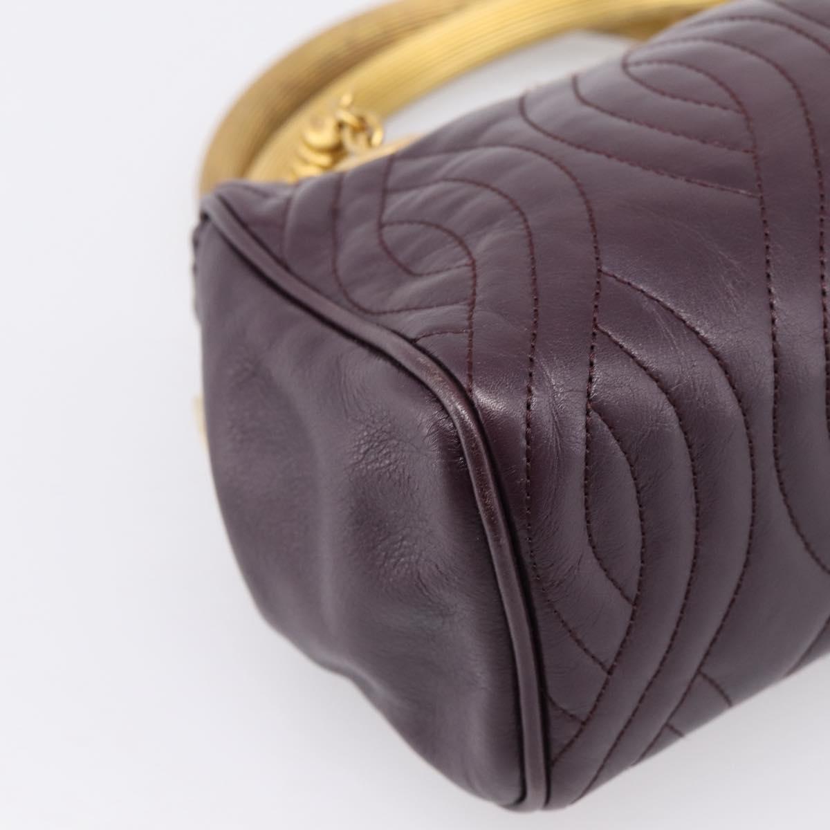 FENDI Hand Bag Leather Purple Gold Auth 199484V
