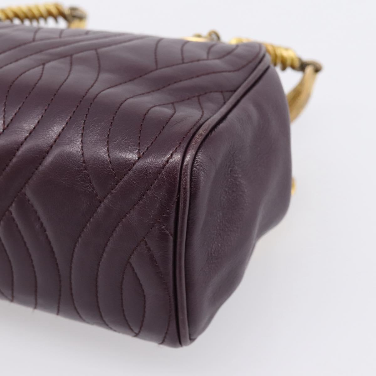 FENDI Hand Bag Leather Purple Gold Auth 199484V