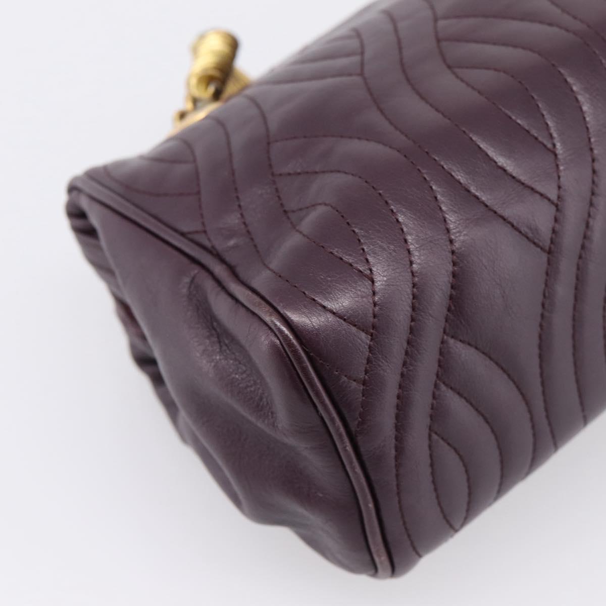 FENDI Hand Bag Leather Purple Gold Auth 199484V