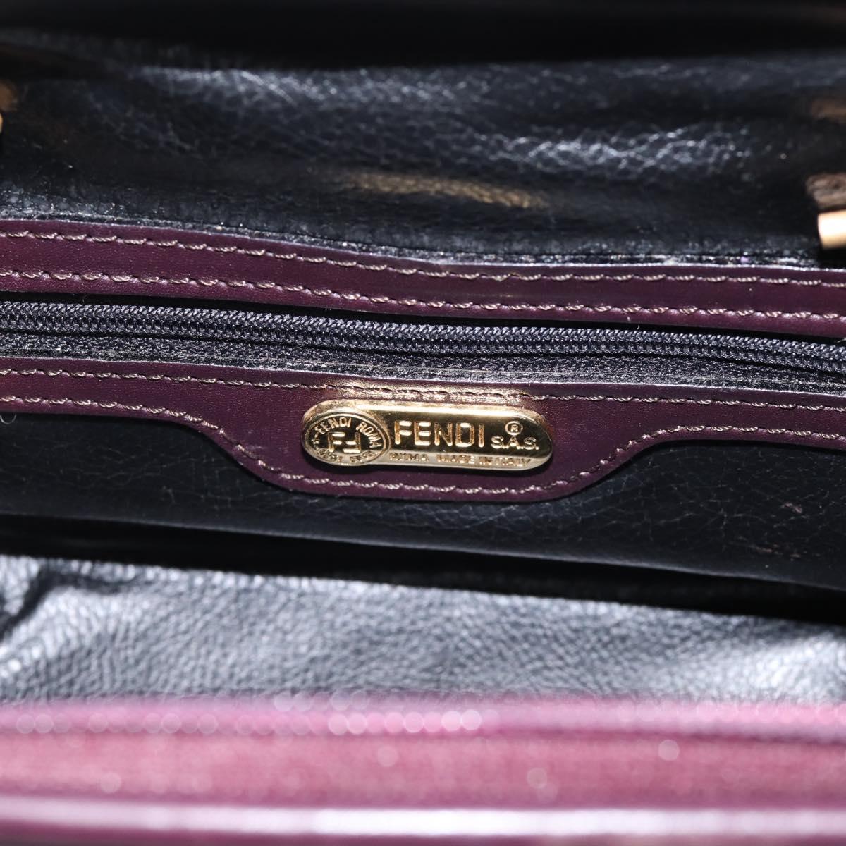 FENDI Hand Bag Leather Purple Gold Auth 199484V
