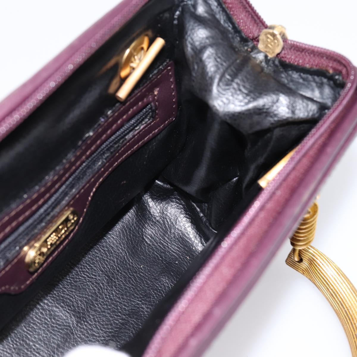 FENDI Hand Bag Leather Purple Gold Auth 199484V