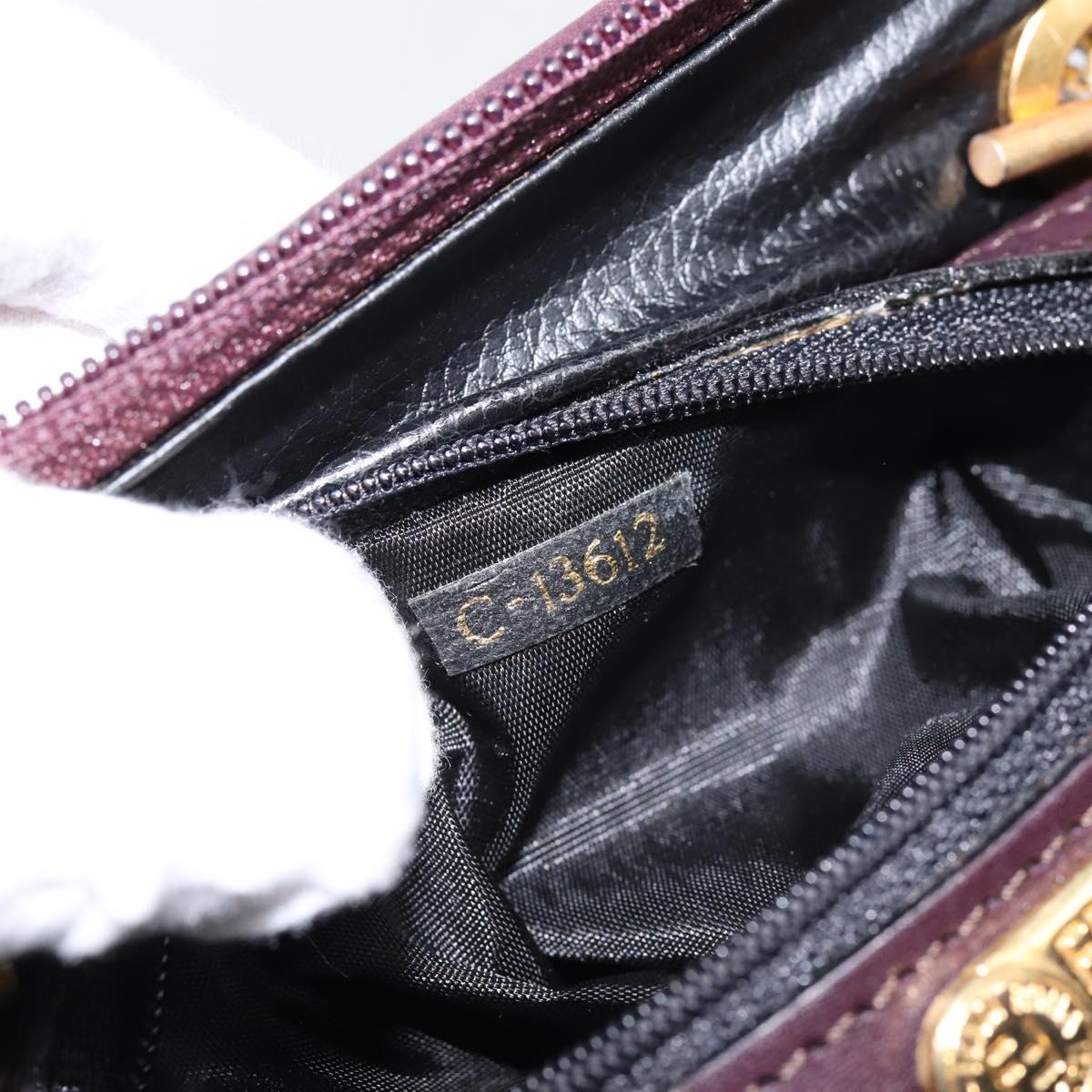 FENDI Hand Bag Leather Purple Gold Auth 199484V