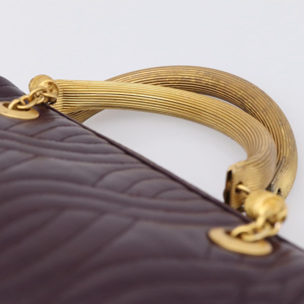 FENDI Hand Bag Leather Purple Gold Auth 199484V