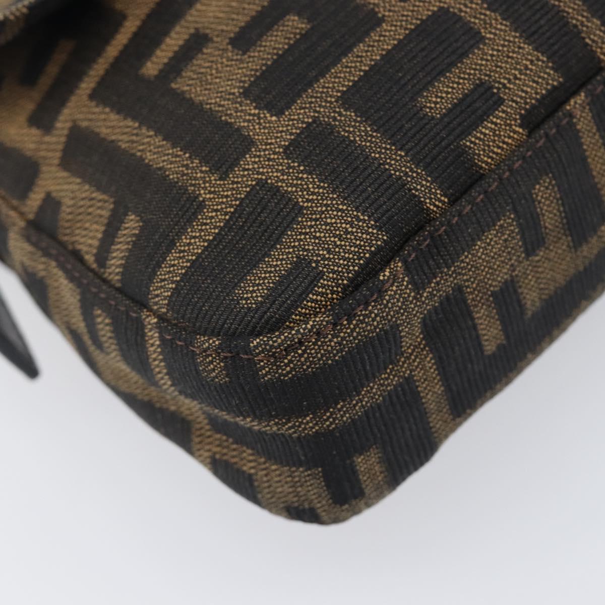 FENDI Zucca Canvas Mamma Baguette Shoulder Bag Brown Silver Auth 199489V