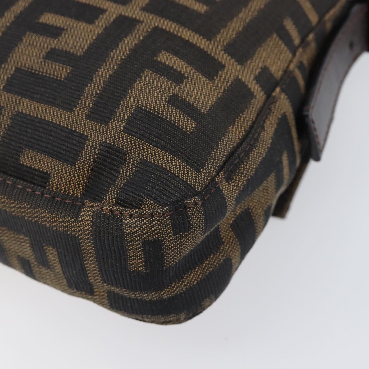 FENDI Zucca Canvas Mamma Baguette Shoulder Bag Brown Silver Auth 199489V