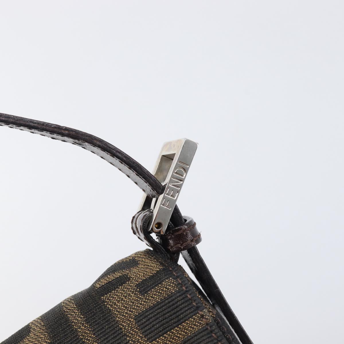 FENDI Zucca Canvas Mamma Baguette Shoulder Bag Brown Silver Auth 199489V