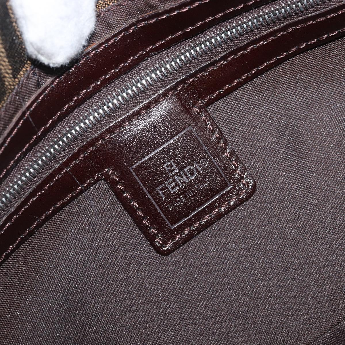 FENDI Zucca Canvas Mamma Baguette Shoulder Bag Brown Silver Auth 199489V