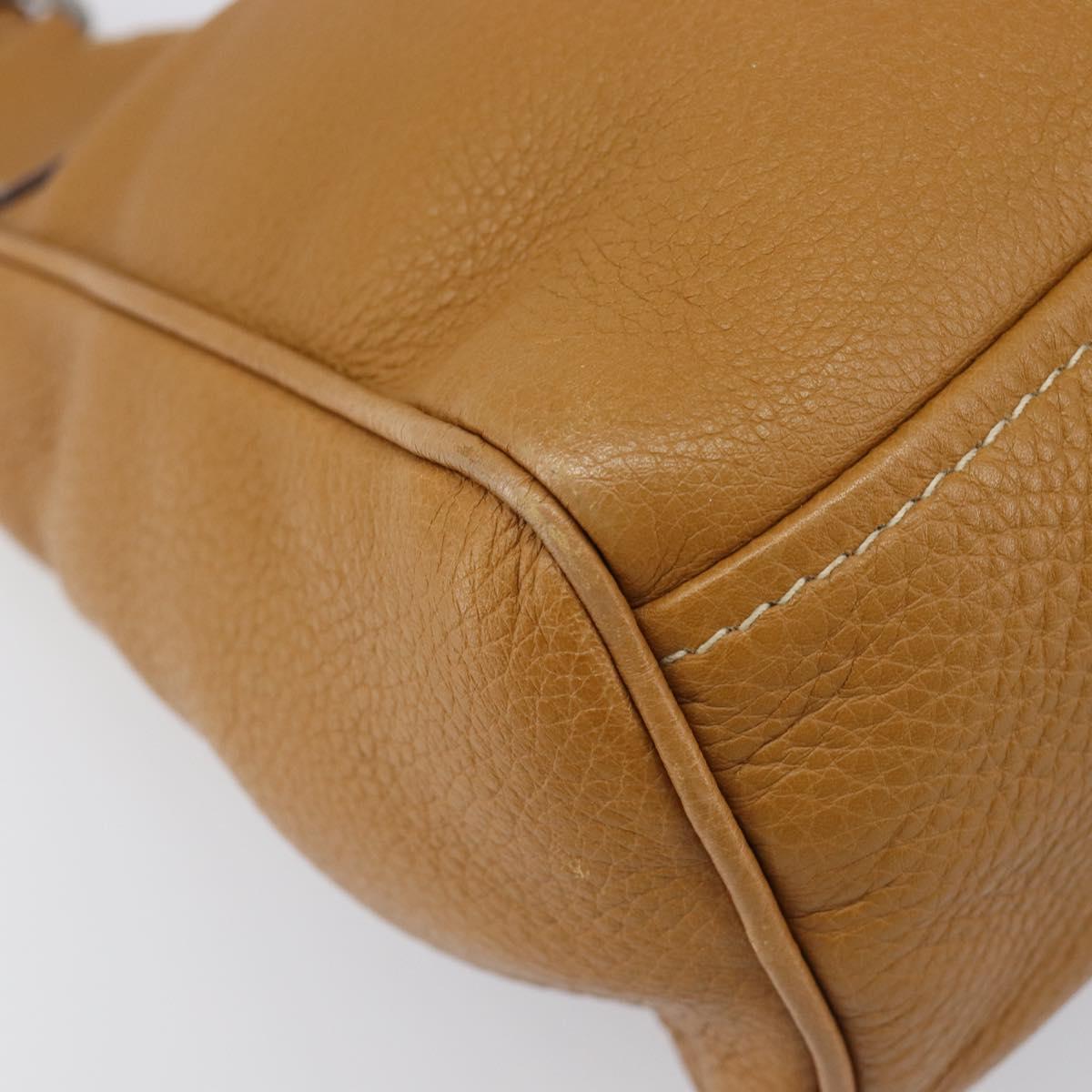 PRADA Hand Bag Leather Brown Silver Auth 199493A