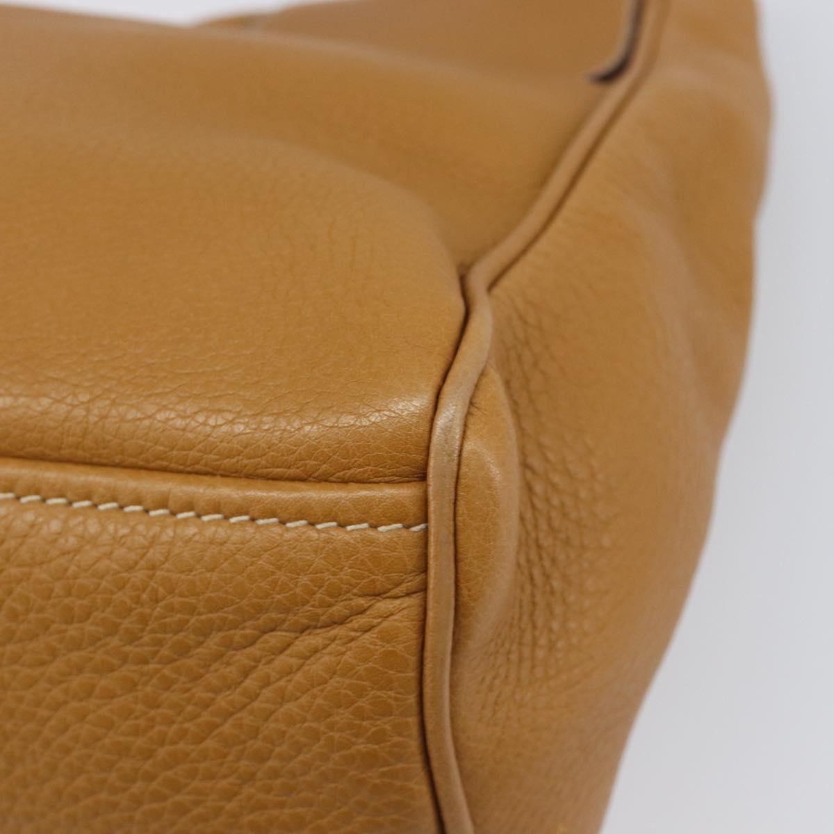 PRADA Hand Bag Leather Brown Silver Auth 199493A
