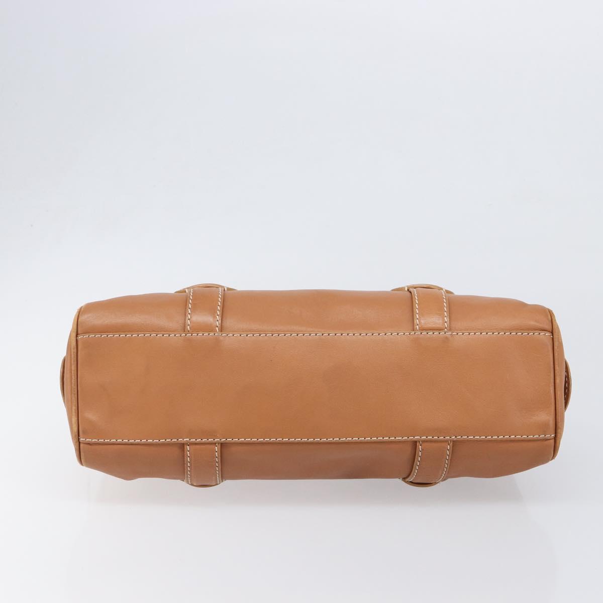 CELINE Hand Bag Leather Brown Silver Auth 199494A