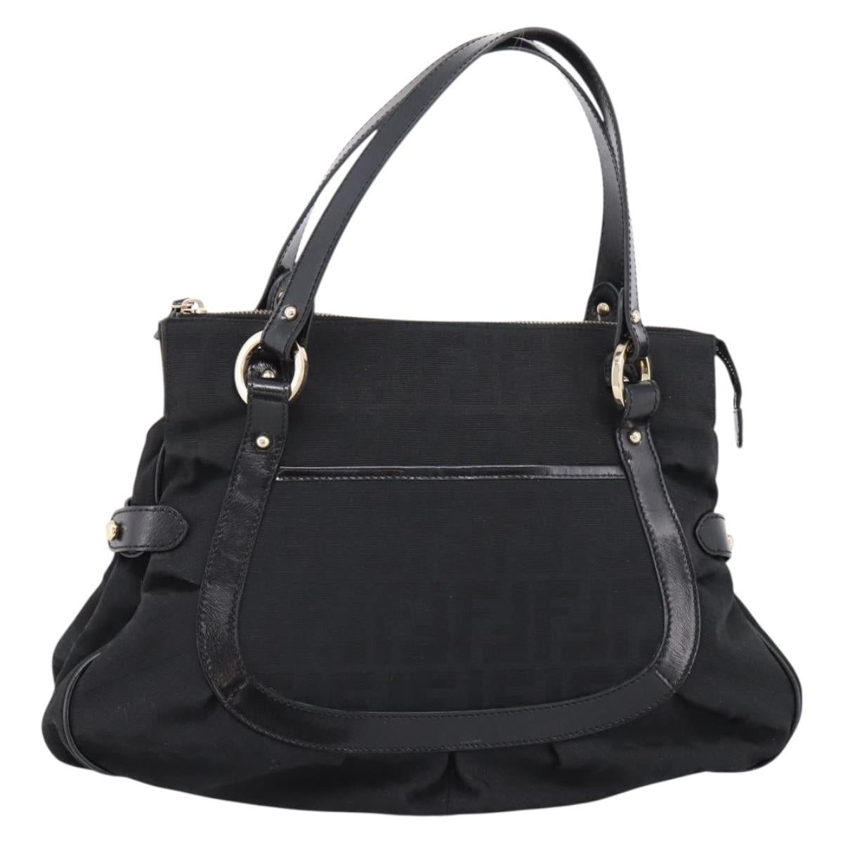 FENDI Zucca Canvas Tote Bag Black Gold Tone 8BR628 Auth 199495A