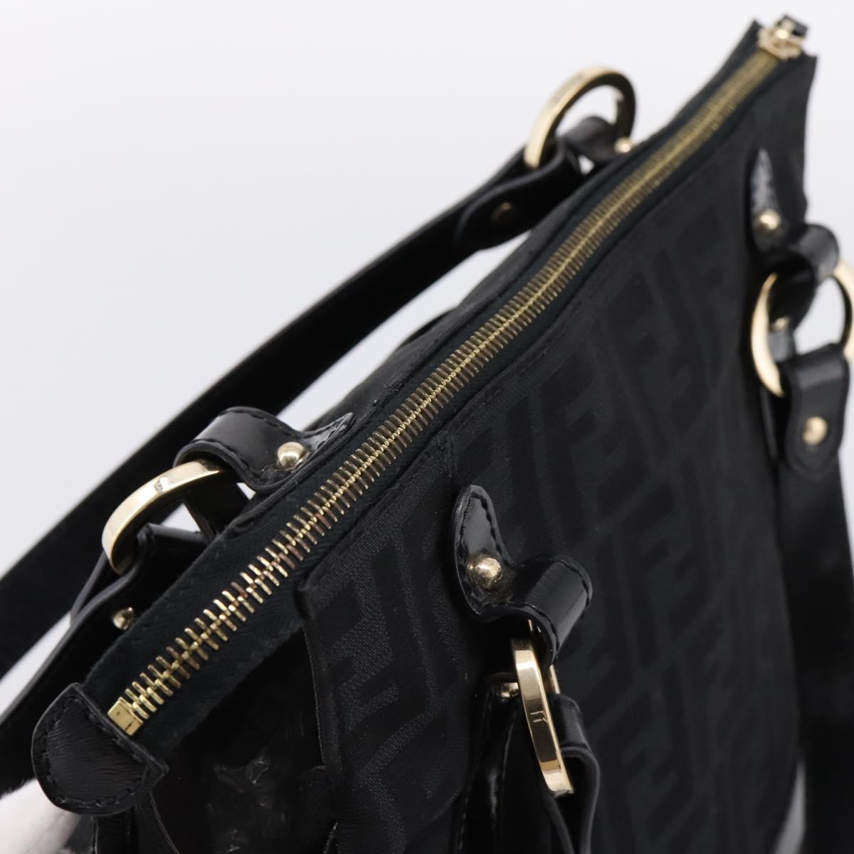 FENDI Zucca Canvas Tote Bag Black Gold Tone 8BR628 Auth 199495A