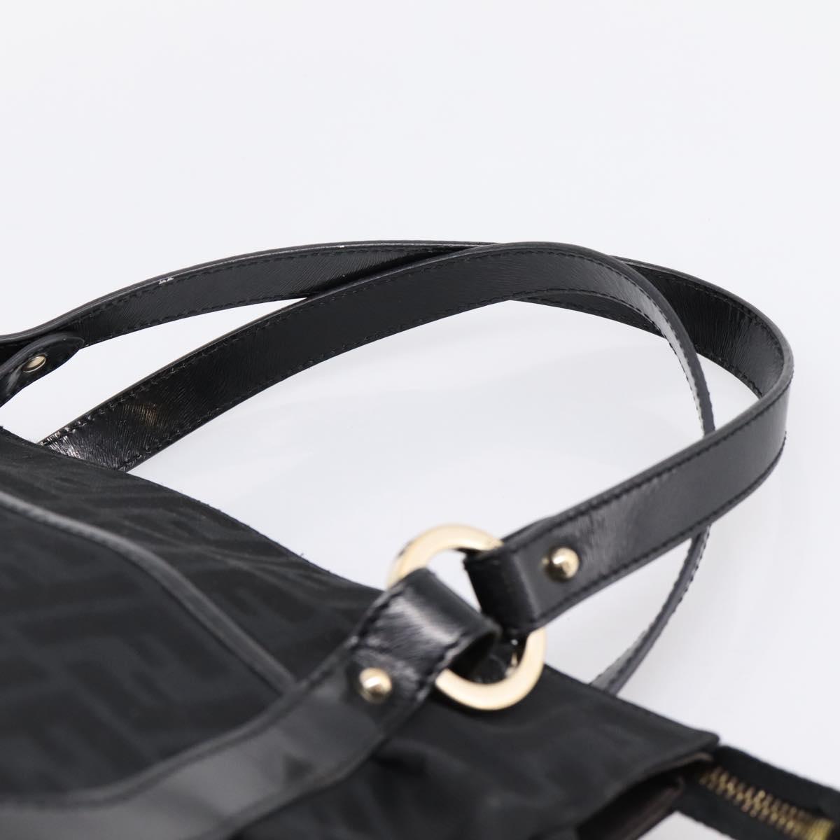 FENDI Zucca Canvas Tote Bag Black Gold Tone 8BR628 Auth 199495A
