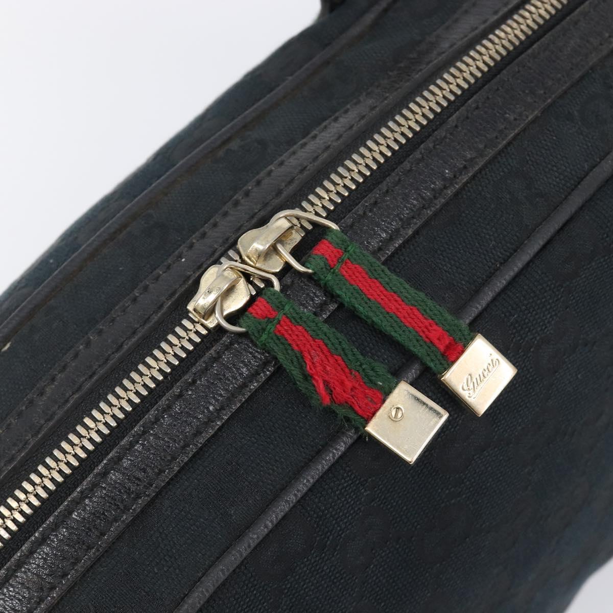 GUCCI GG Canvas Pretty Tote Bag Black Gold Tone Auth 199498