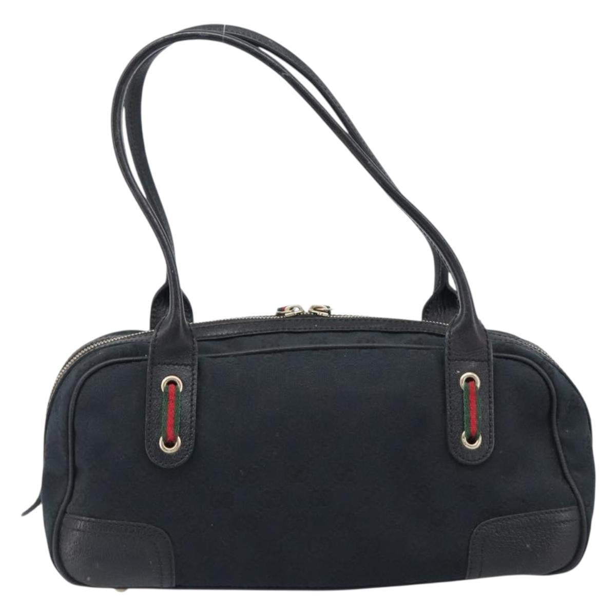 GUCCI GG Canvas Pretty Tote Bag Black Gold Tone Auth 199498