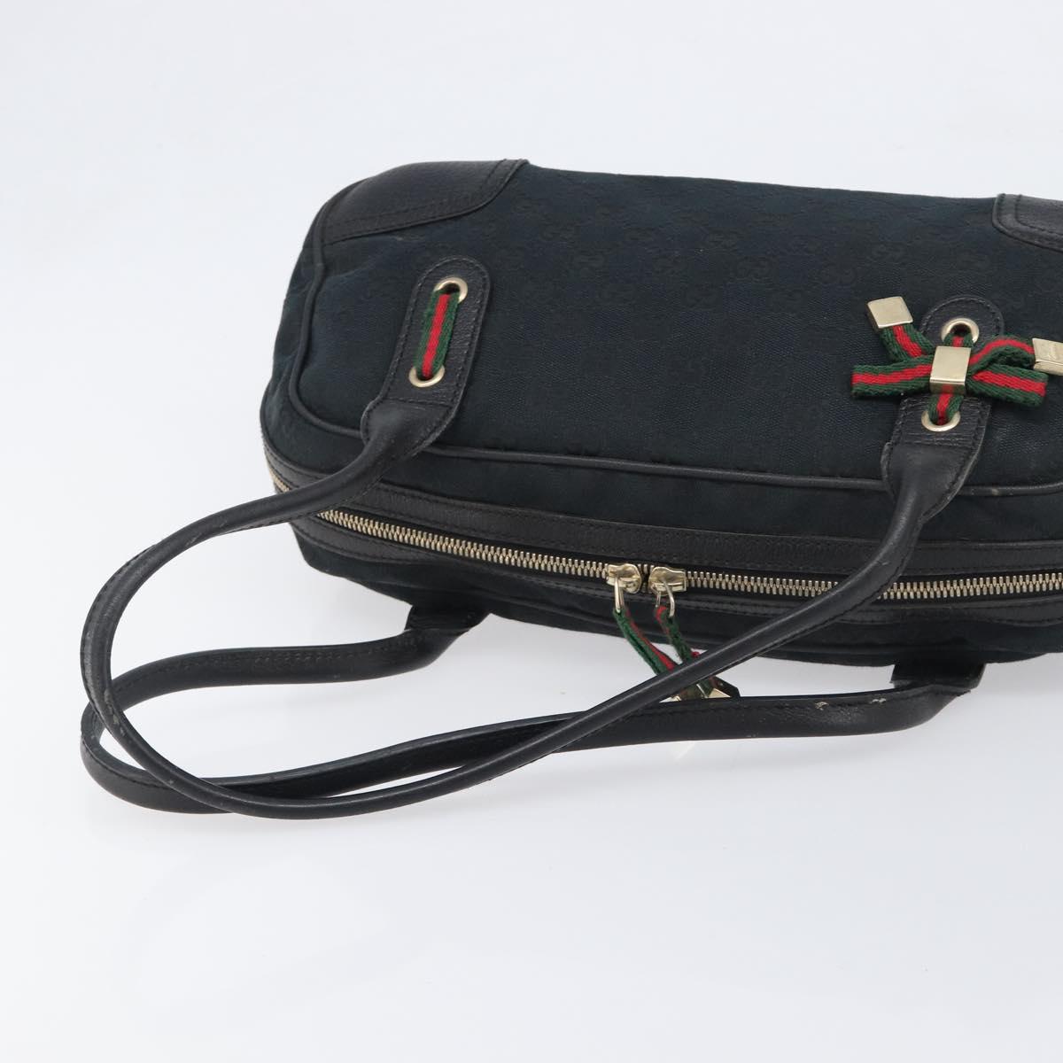 GUCCI GG Canvas Pretty Tote Bag Black Gold Tone Auth 199498