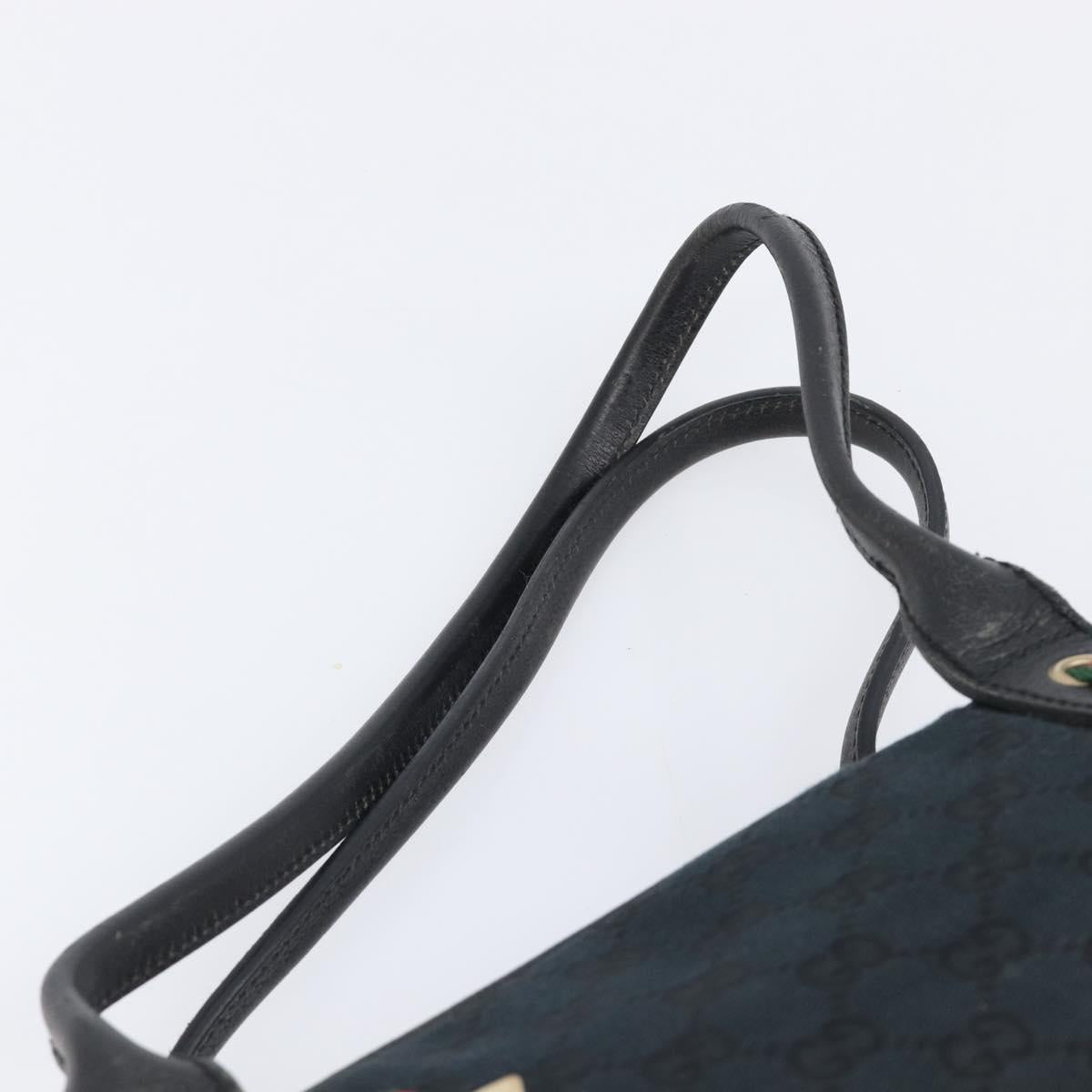 GUCCI GG Canvas Pretty Tote Bag Black Gold Tone Auth 199498