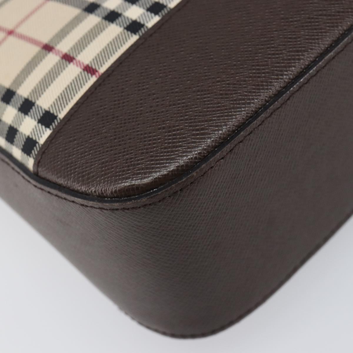 BURBERRY Nova Check Shoulder Bag Canvas Beige Silver Auth 199499A