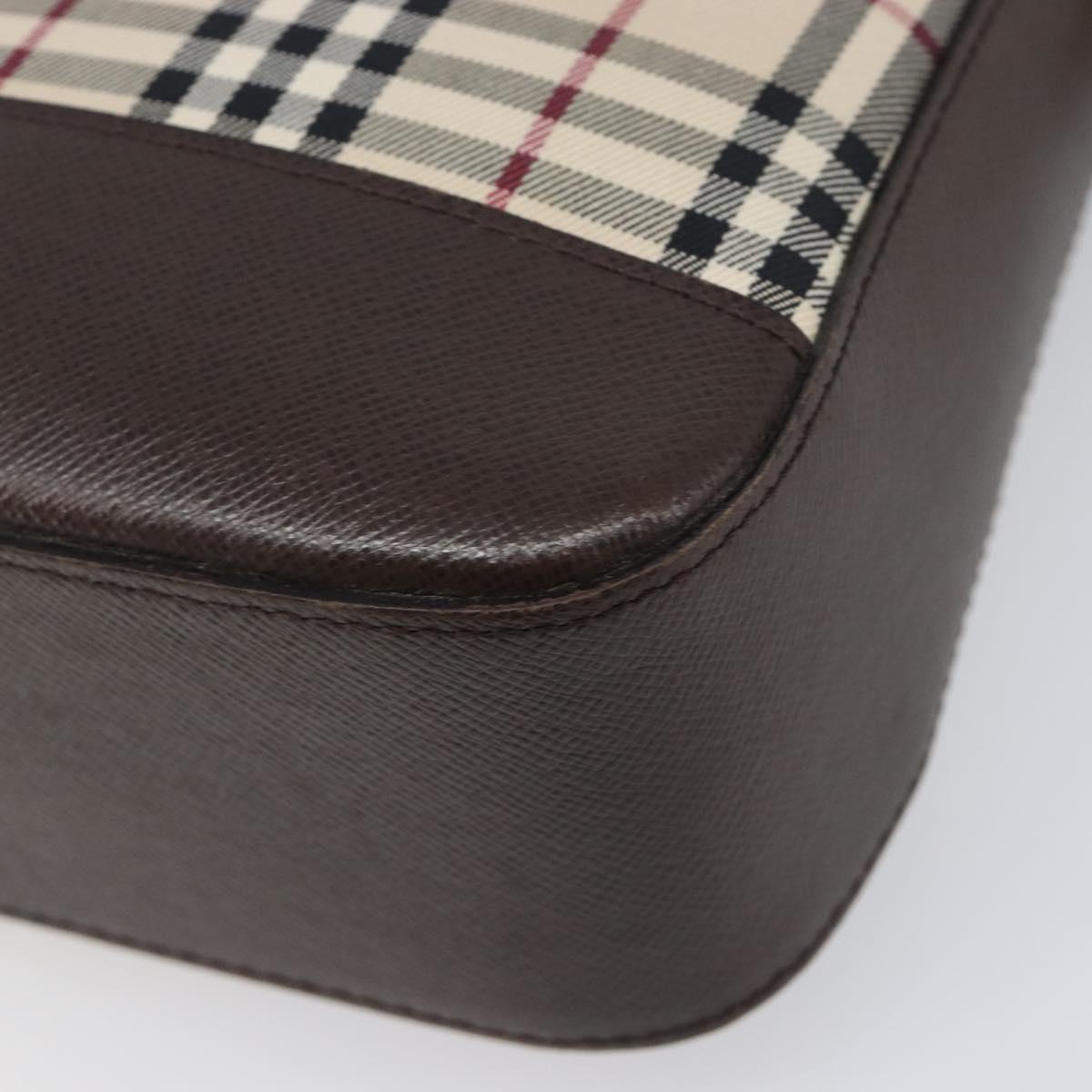 BURBERRY Nova Check Shoulder Bag Canvas Beige Silver Auth 199499A