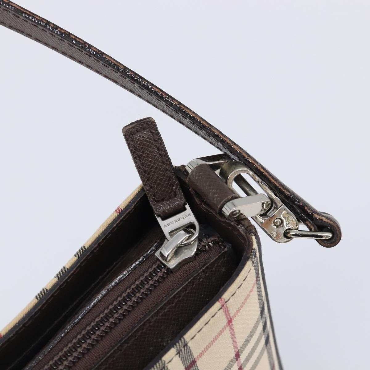 BURBERRY Nova Check Shoulder Bag Canvas Beige Silver Auth 199499A