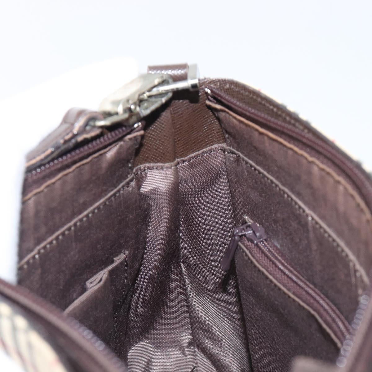 BURBERRY Nova Check Shoulder Bag Canvas Beige Silver Auth 199499A