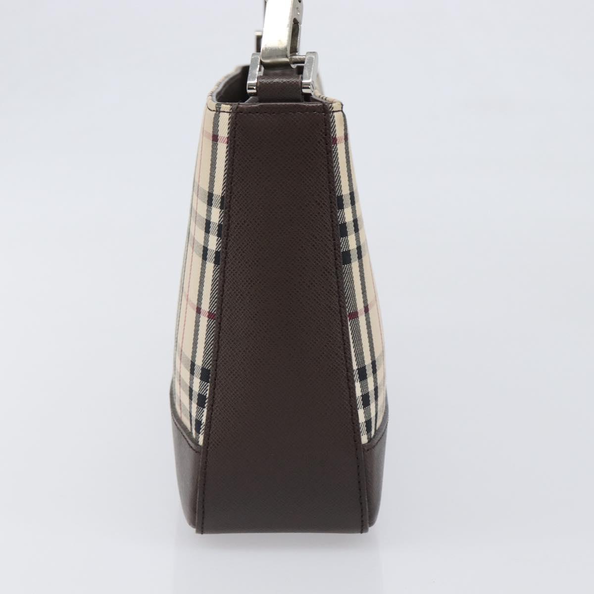 BURBERRY Nova Check Shoulder Bag Canvas Beige Silver Auth 199499A