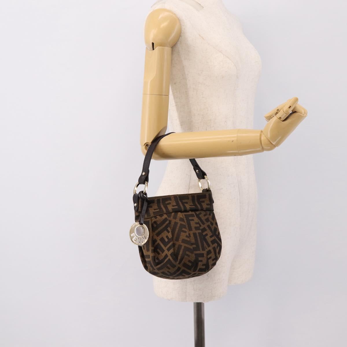 FENDI Zucca Canvas Hand Bag Brown Gold Tone 8BK044 Auth 199502V