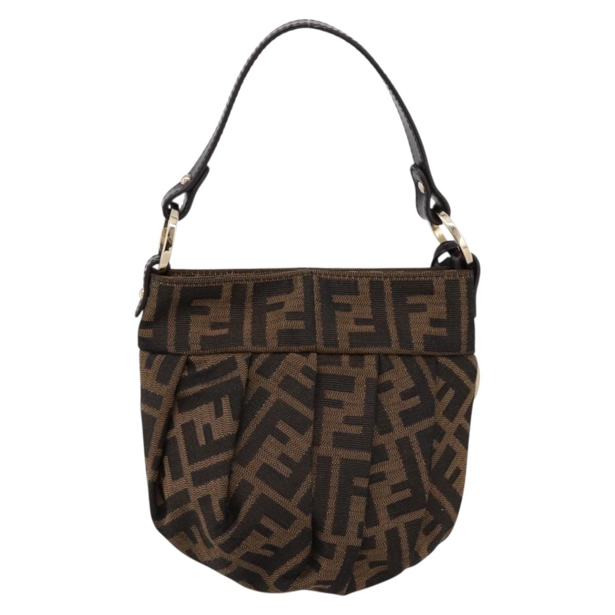 FENDI Zucca Canvas Hand Bag Brown Gold Tone 8BK044 Auth 199502V