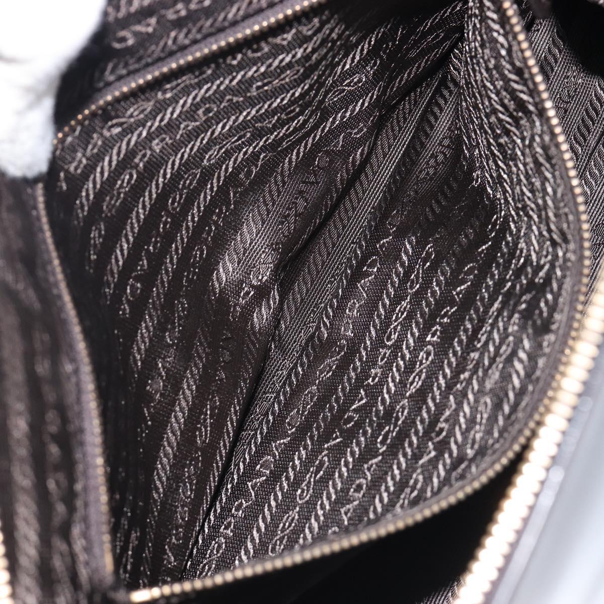 PRADA Tote Bag Leather Dark Brown Gold Tone Auth 199503A
