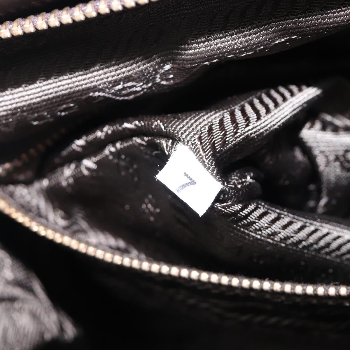 PRADA Tote Bag Leather Dark Brown Gold Tone Auth 199503A