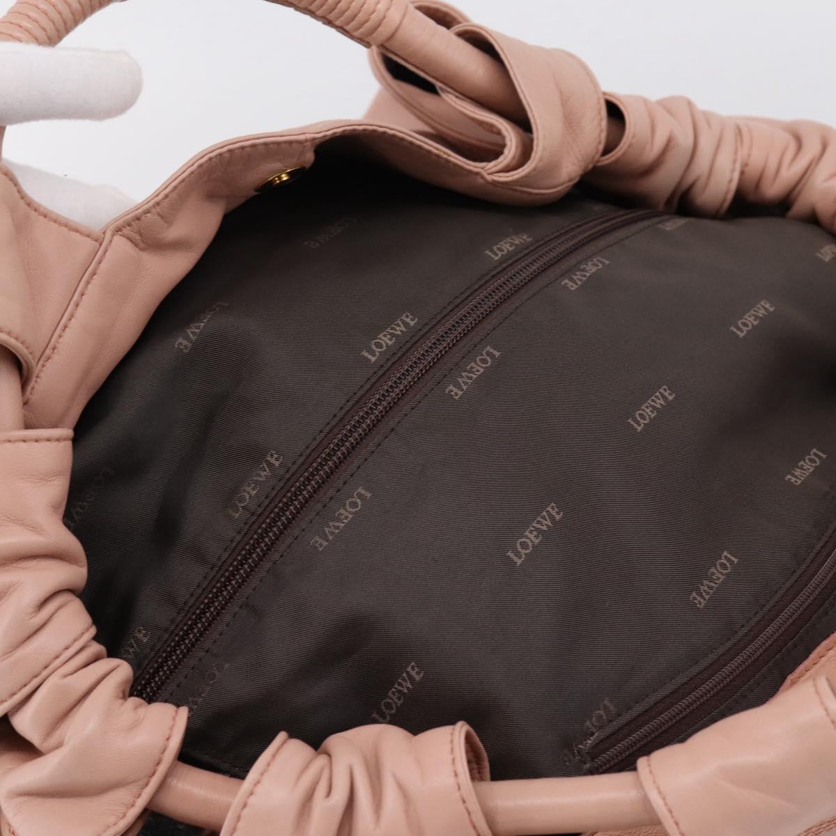 LOEWE Anagram Nappa Aire Hand Bag Leather Pink Gold Tone Auth 199505V