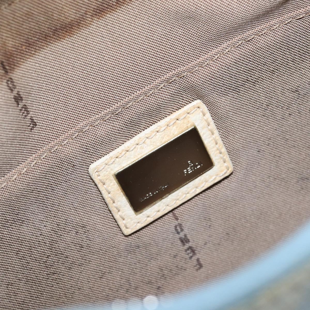 FENDI Shoulder Bag Canvas Light Blue Silver 8BR248 Auth 199506
