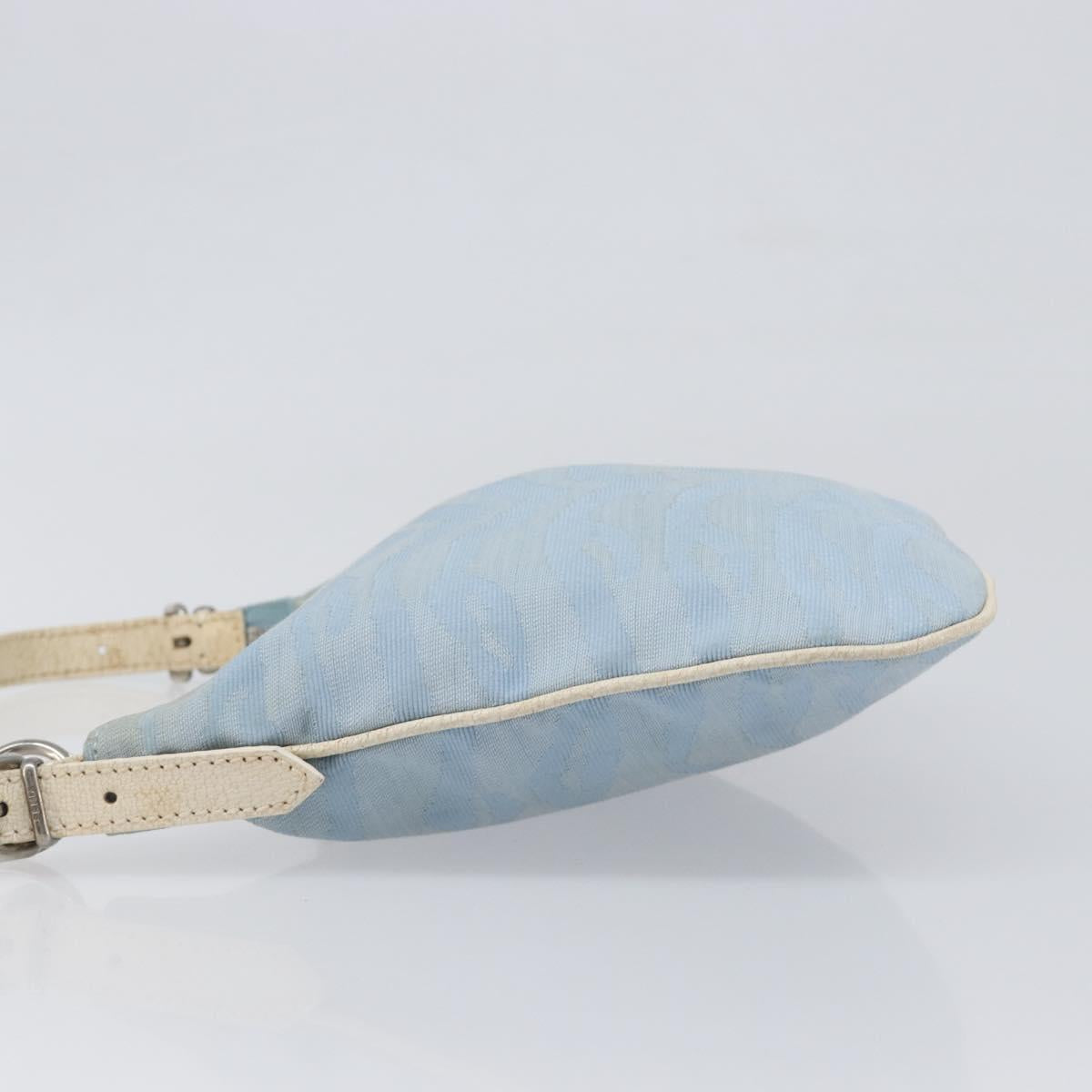 FENDI Shoulder Bag Canvas Light Blue Silver 8BR248 Auth 199506