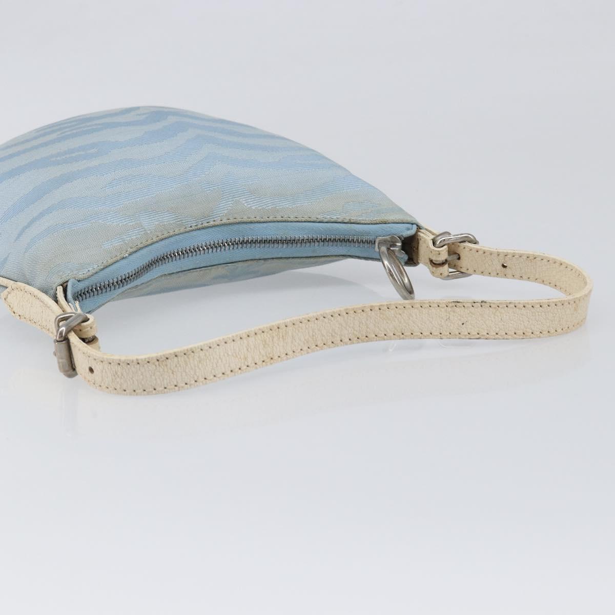FENDI Shoulder Bag Canvas Light Blue Silver 8BR248 Auth 199506