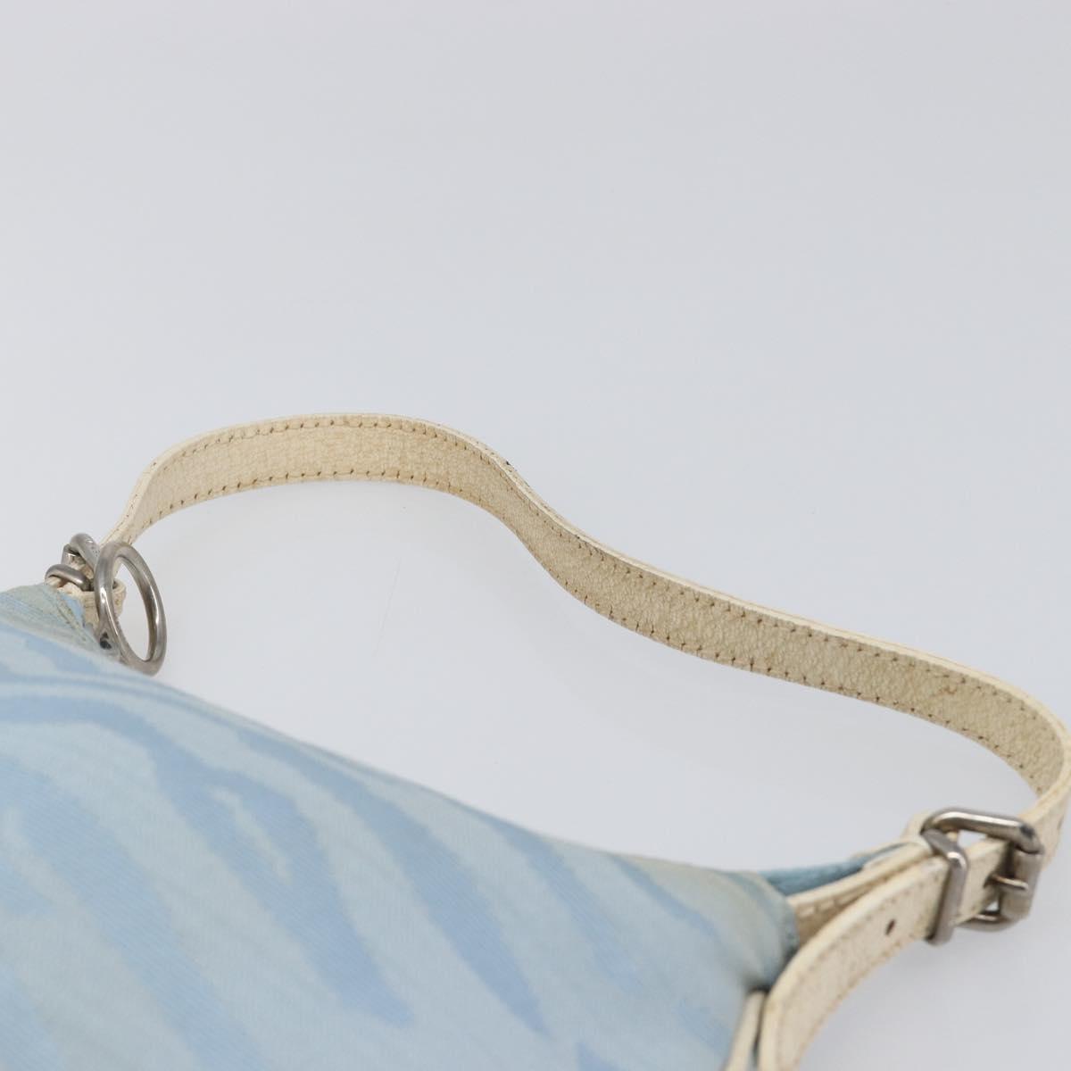 FENDI Shoulder Bag Canvas Light Blue Silver 8BR248 Auth 199506