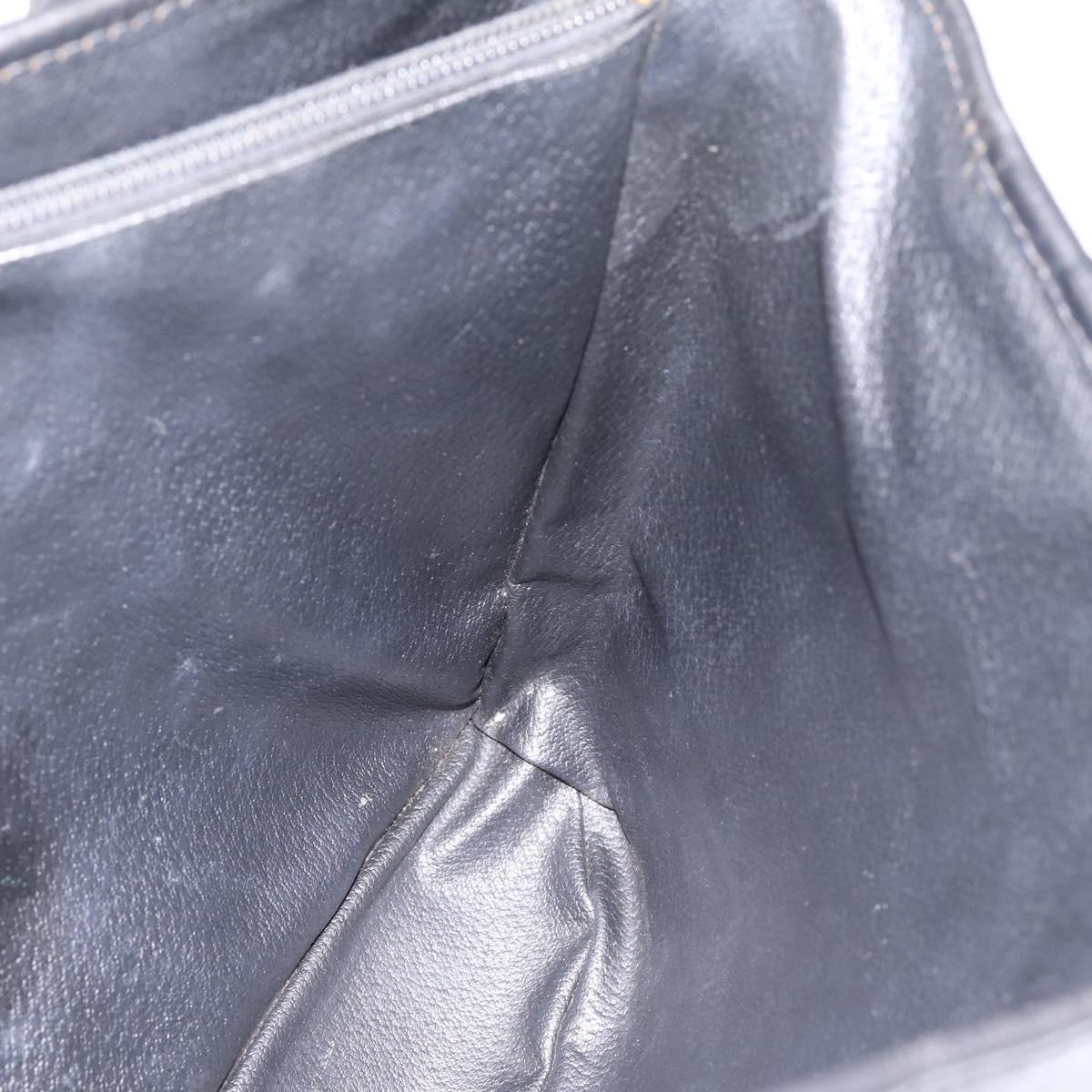 CELINE Macadam Shoulder Bag PVC Leather Black Gold Tone Auth 199507A