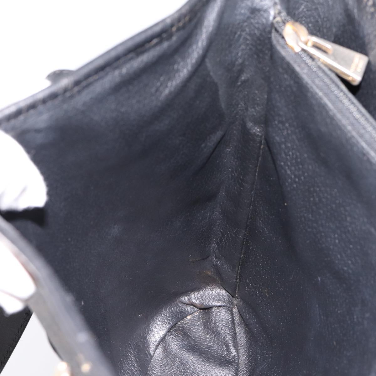 CELINE Macadam Shoulder Bag PVC Leather Black Gold Tone Auth 199507A