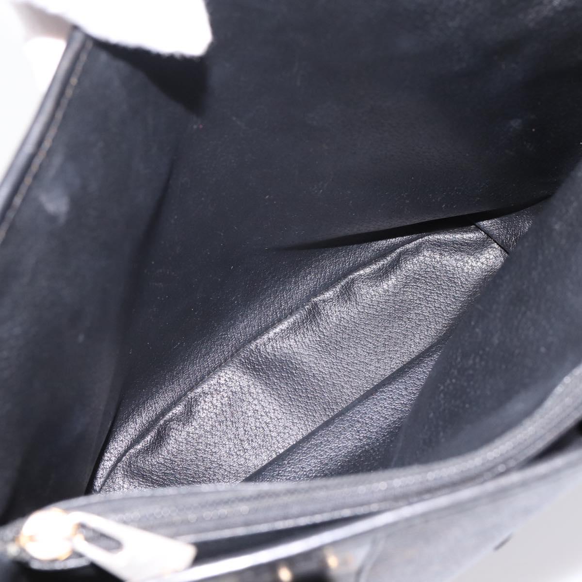 CELINE Macadam Shoulder Bag PVC Leather Black Gold Tone Auth 199507A