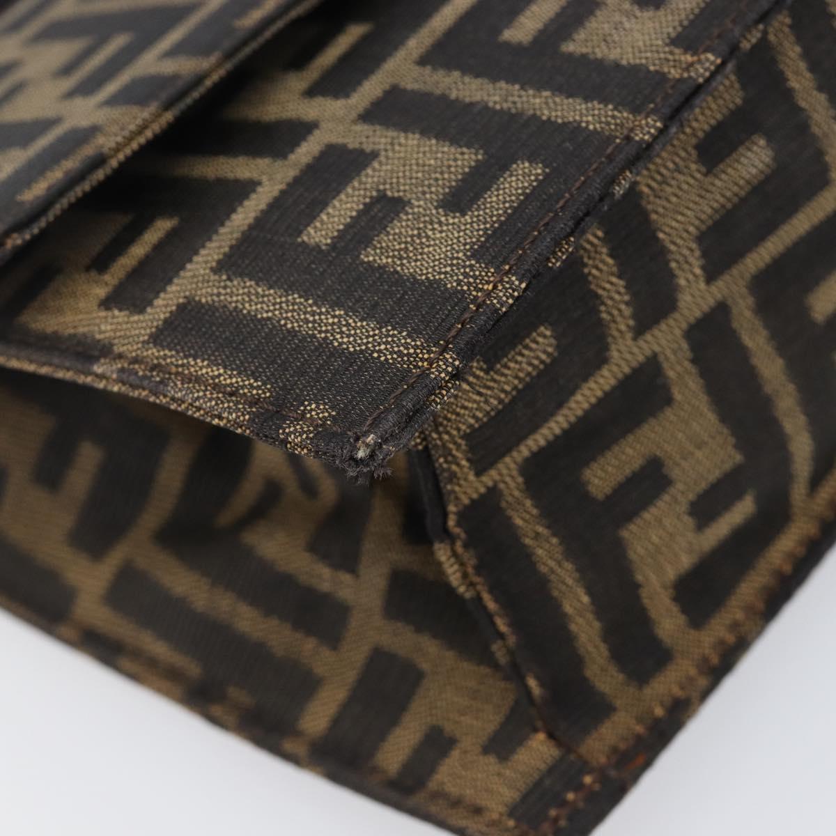 FENDI Zucca Canvas Shoulder Bag Brown Gold Tone Auth 199508A