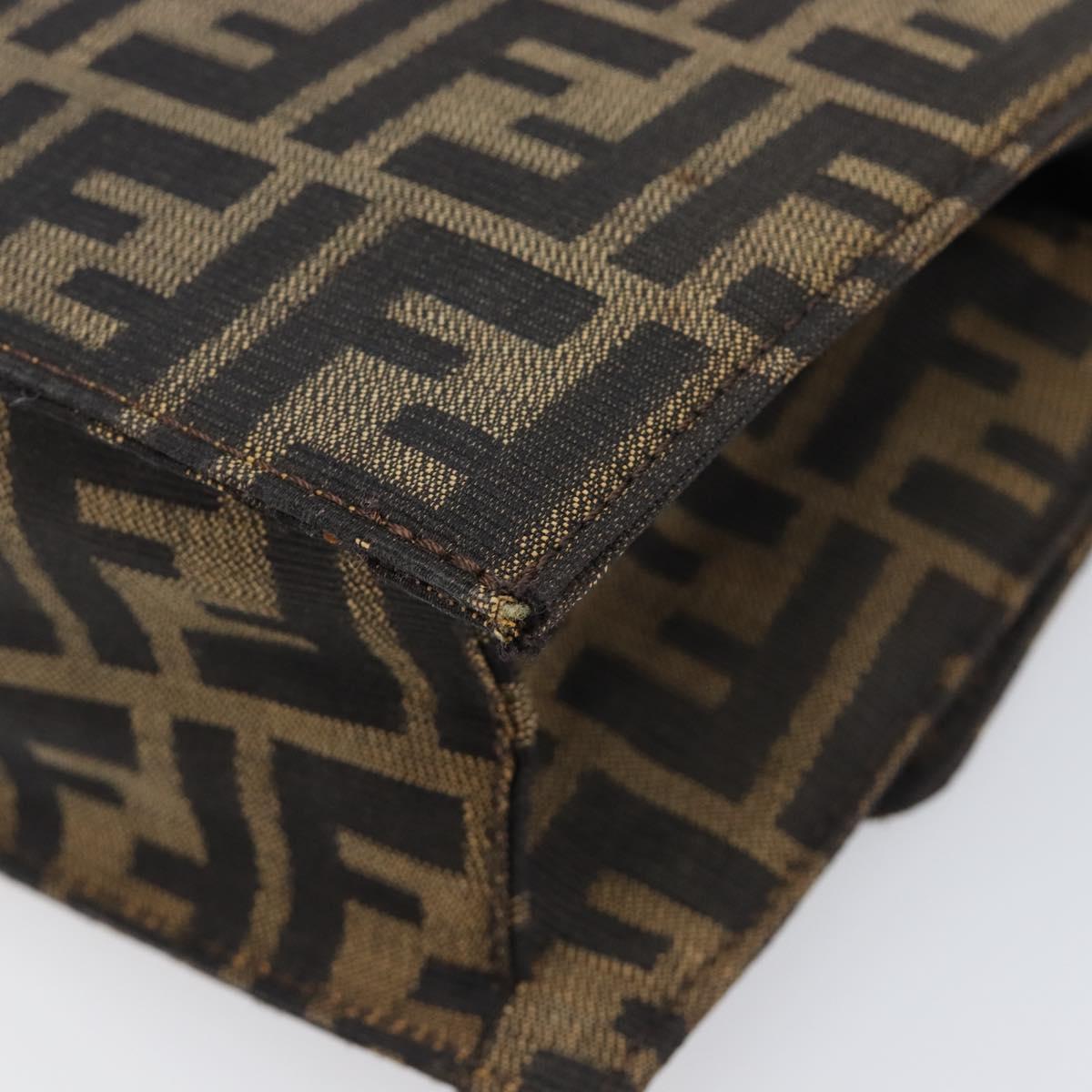 FENDI Zucca Canvas Shoulder Bag Brown Gold Tone Auth 199508A